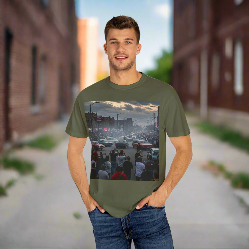 Detroit Streetcar Takeover Car Culture Unisex Garment-Dyed T-Shirt