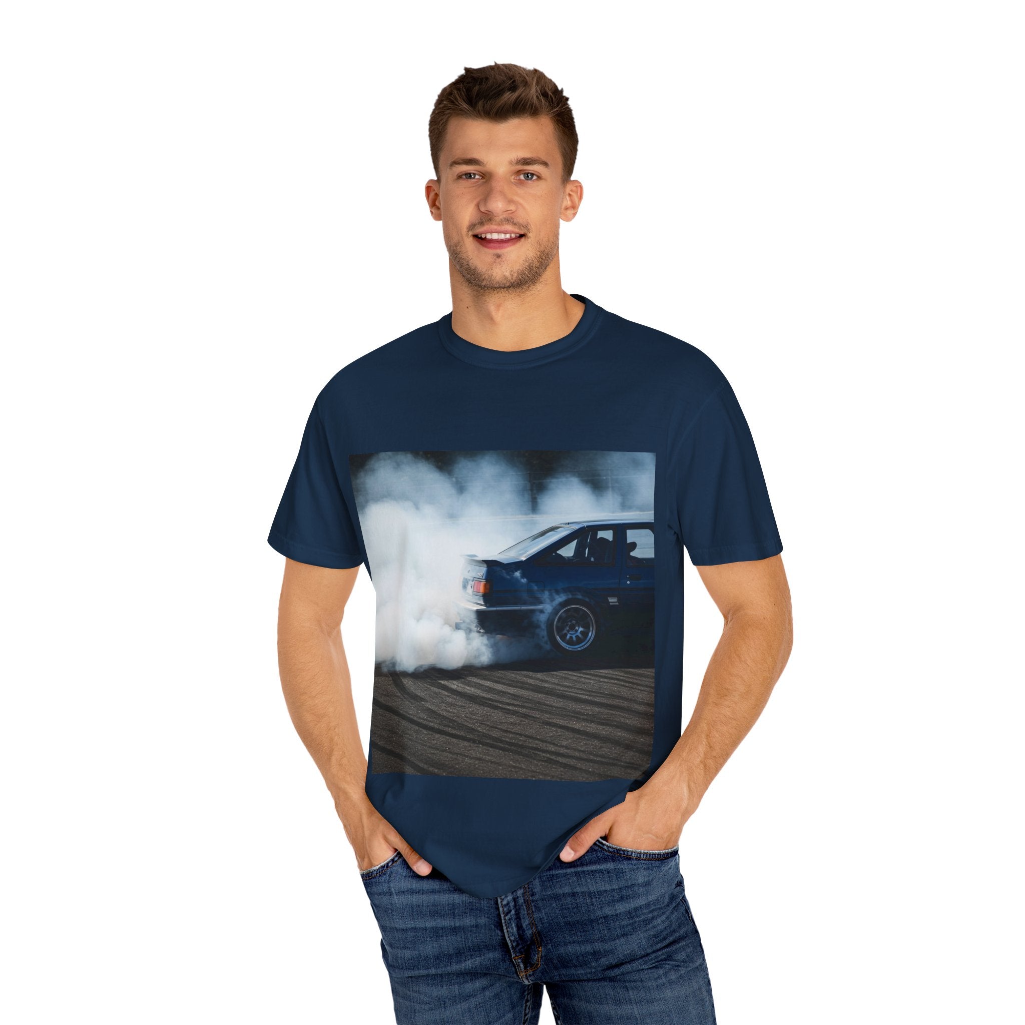 Unisex Garment-Dyed T-Shirt - Cool Drift Racing Car Design