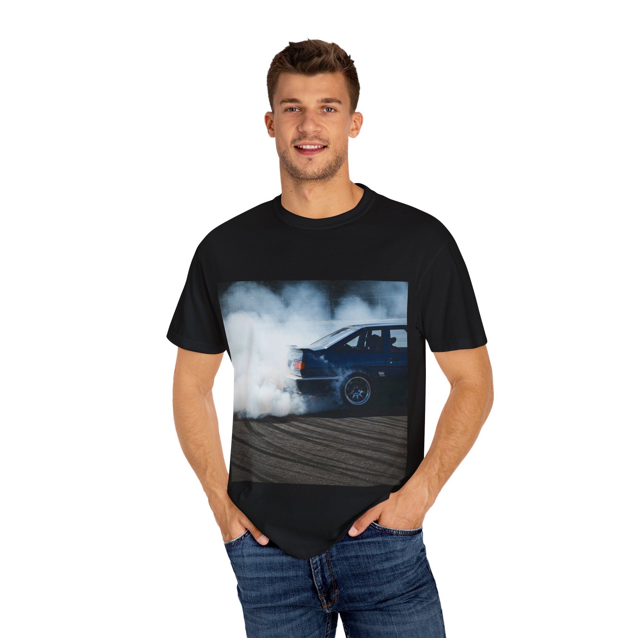 Unisex Garment-Dyed T-Shirt - Cool Drift Racing Car Design