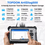 Topdon ArtiDiag500 Car Diagnostic Tool  All Systems OBD2 Diagnostic Scanner Engine ABS SRS Airbag Auto Scan Tool Code Reader