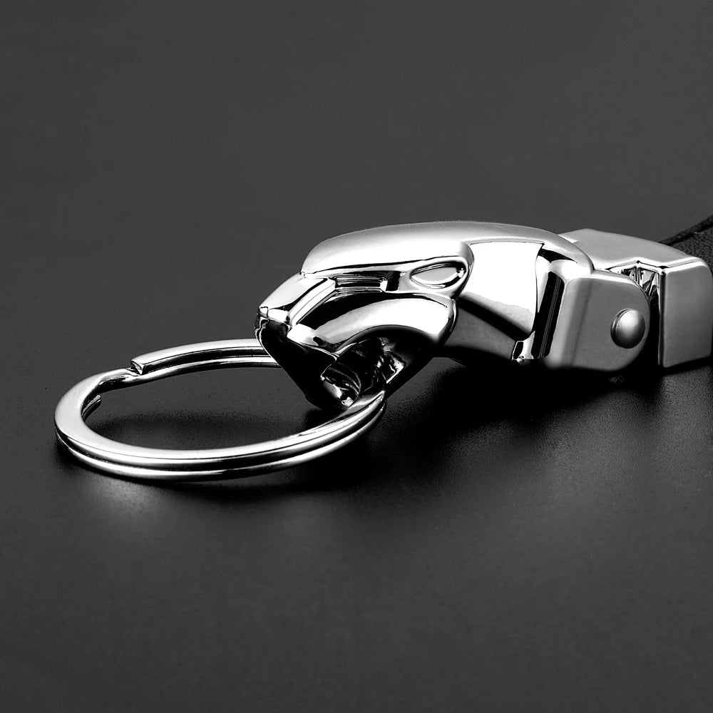 Luxury Leopard Head Genuine Leather Key Chain