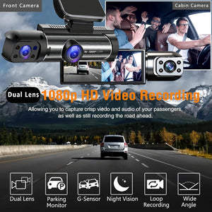 Dual Lens Car DVR FHD 1920*1080P Dash Camera w/ Nightvision