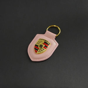 Custom Leather 3D Emblem Keyring Key Ring Pendant for Porsche