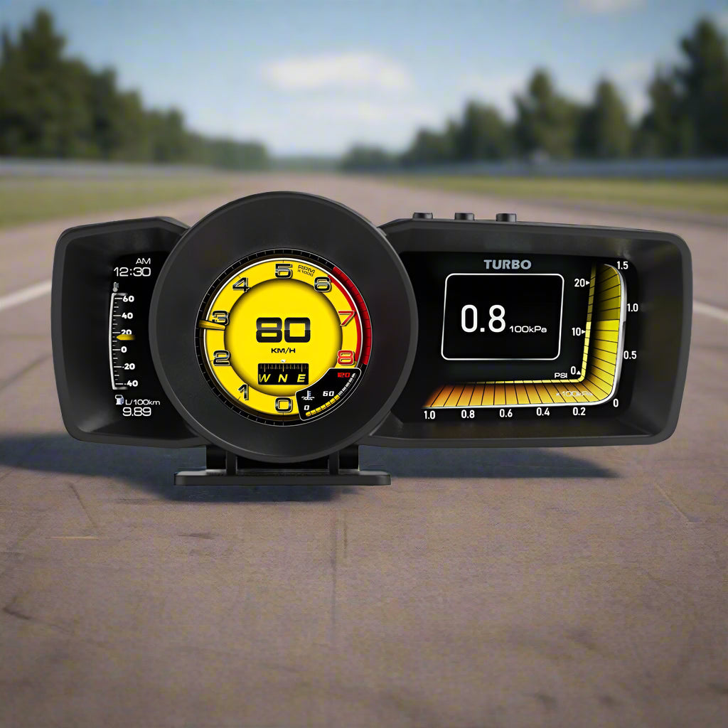 Race HUD Multi-Function Dashboard Head Up Display OBD2+GPS Smart Speedometer Auto Gauge Alarm System Turbo Boost