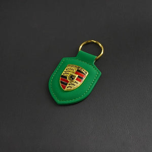 Custom Leather 3D Emblem Keyring Key Ring Pendant for Porsche