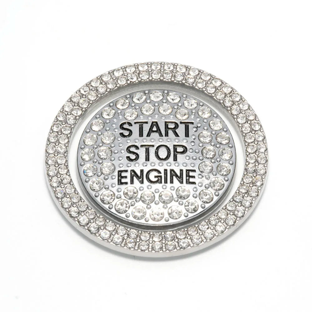 1 Set Ring and Button Car Bling One-Click Start Stop Engine Ignition Sticker Universal