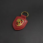 Custom Leather 3D Emblem Keyring Key Ring Pendant for Porsche