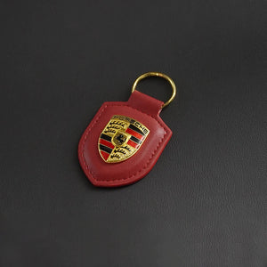 Custom Leather 3D Emblem Keyring Key Ring Pendant for Porsche