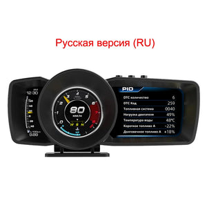 Race HUD Multi-Function Dashboard Head Up Display OBD2+GPS Smart Speedometer Auto Gauge Alarm System Turbo Boost