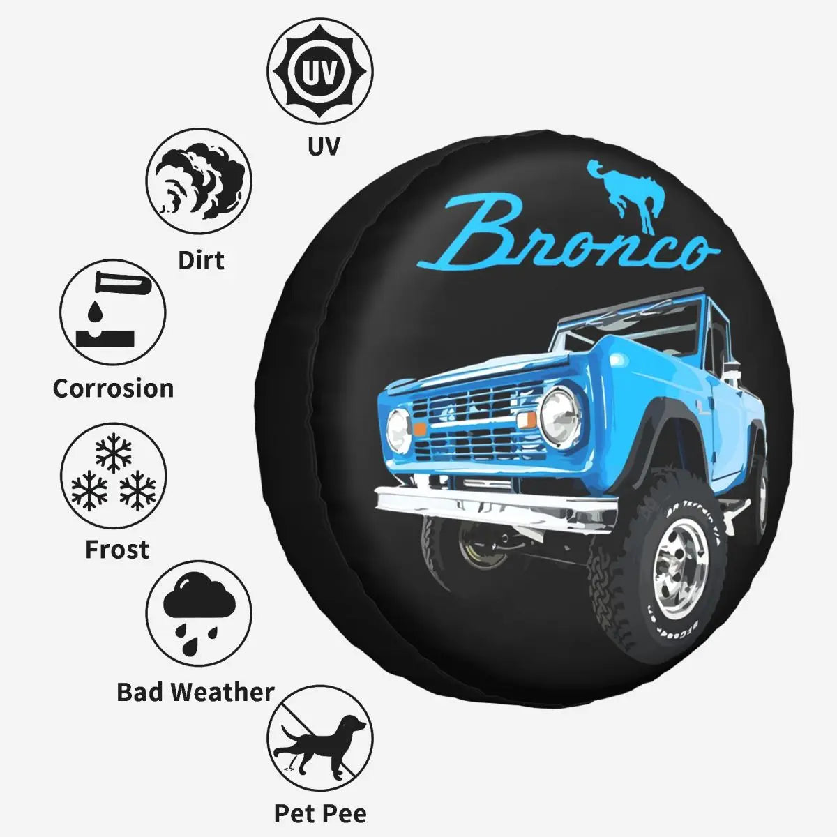 Custom 1966 Blue Bronco Spare Tire Cover