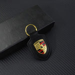 Custom Leather 3D Emblem Keyring Key Ring Pendant for Porsche