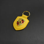 Custom Leather 3D Emblem Keyring Key Ring Pendant for Porsche