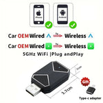 LED RGB Mini- Wired To Wireless CarPlay & Android Auto Box Plug And Play For OEM