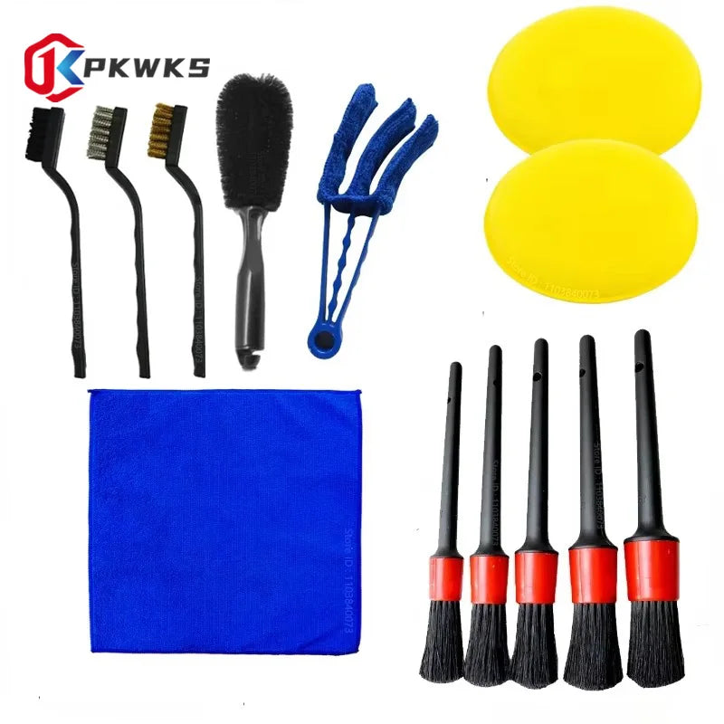 13Pcs Car Detailing Brush Set The Ultimate Auto Cleaning Kit for Vents Gaps Maintenance Car Air Outlet Detail Clearance Brush