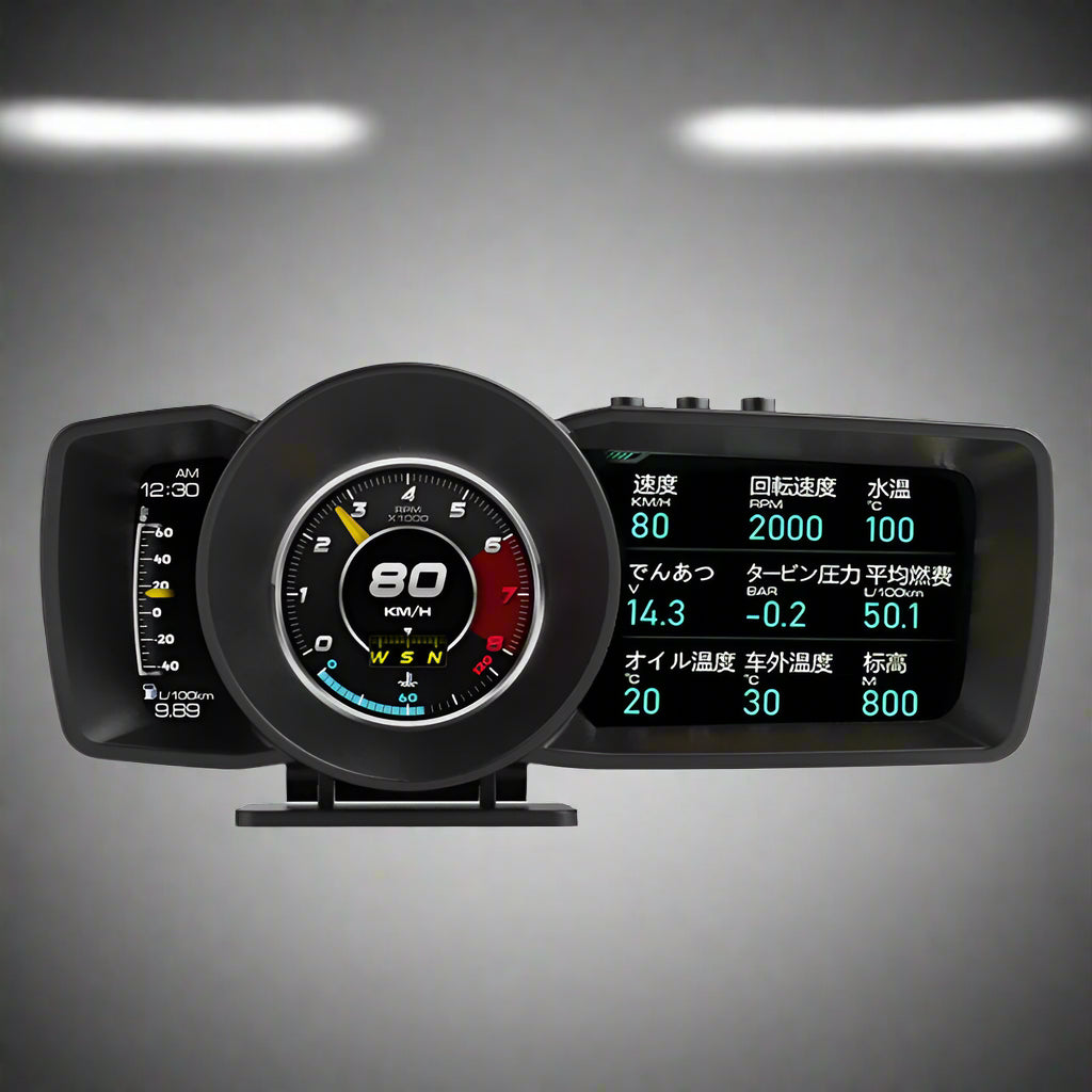 Race HUD Multi-Function Dashboard Head Up Display OBD2+GPS Smart Speedometer Auto Gauge Alarm System Turbo Boost
