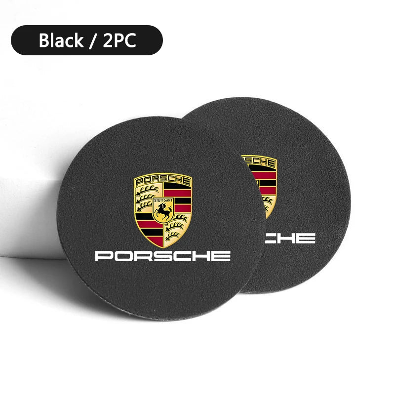 2PCS Suede Car Interior Coaster Water Cup Holder Mat Anti-slip Pad For Cayenne -Panamera- Macan 911 718 918 Taycan Boxster