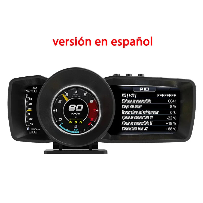 Race HUD Multi-Function Dashboard Head Up Display OBD2+GPS Smart Speedometer Auto Gauge Alarm System Turbo Boost